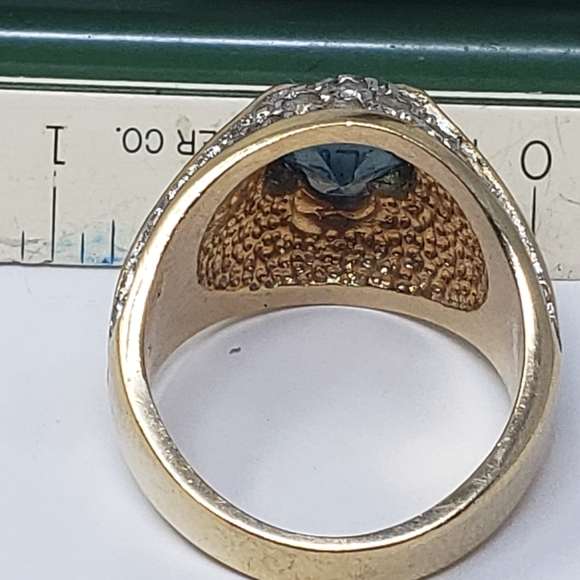 14K GE blue & clear crystal dome ring - Picture 8 of 10